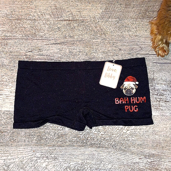 Bah Hum Pug  pug with Santa hat boy short. - Picture 1 of 4